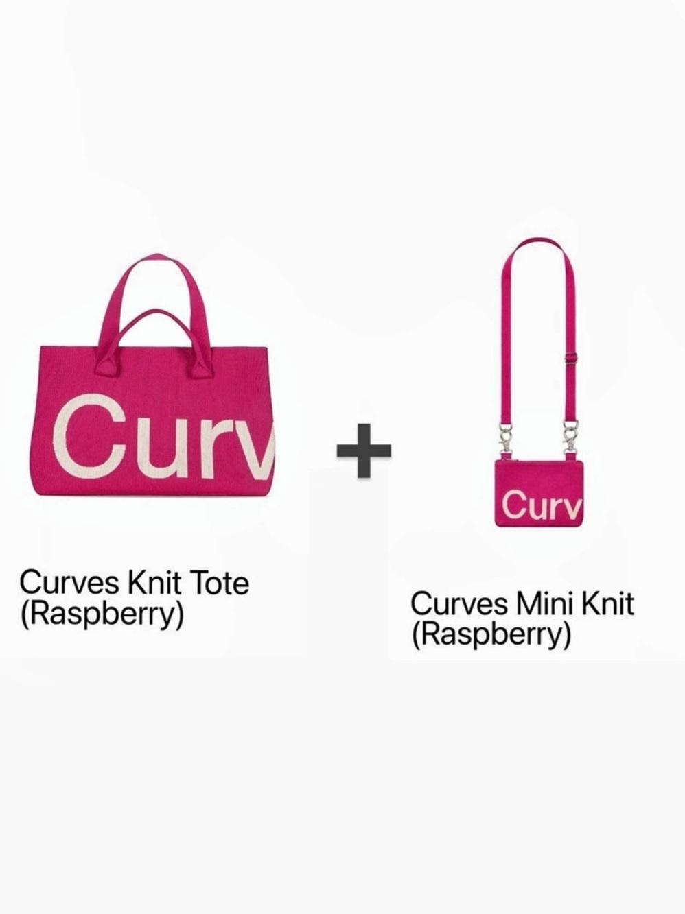 Cury Curves Knit Tote & Curves Mini Knit Tote & Mini Bag in Pink Like New